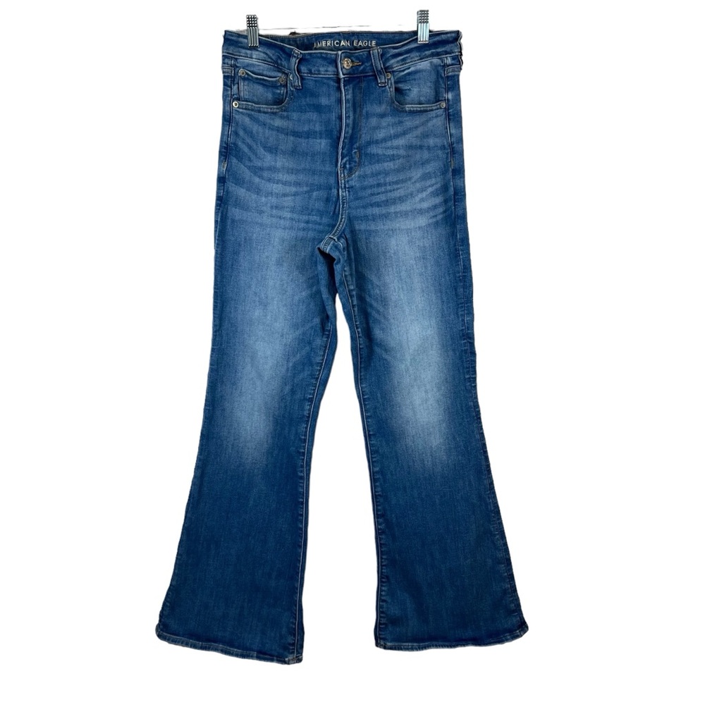 American Eagle Women's Denim Jeans Pants Super Hi Rise Flare Legs Size 12